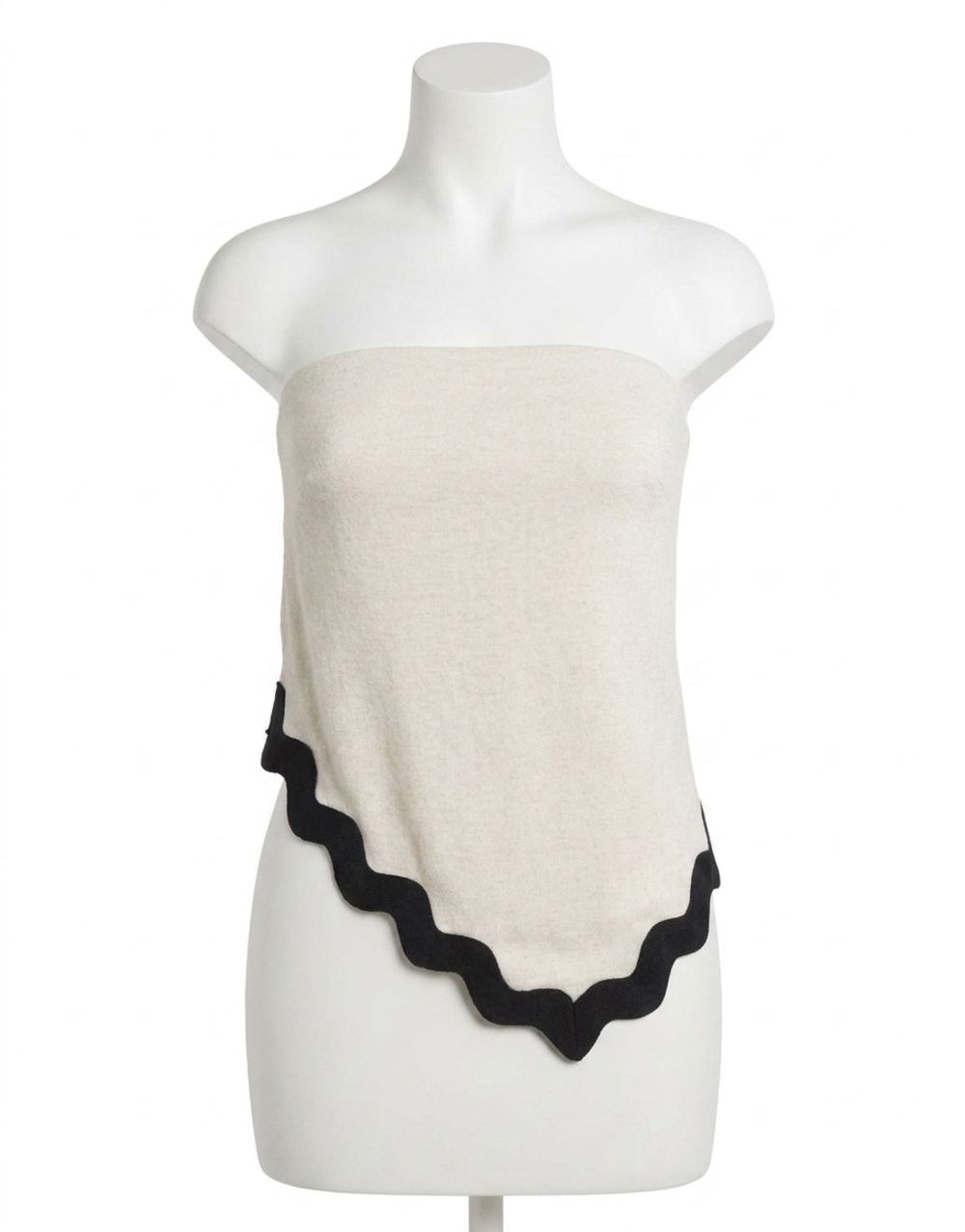 NEW SADIE & SAGE strapless ric rac trim top in off white